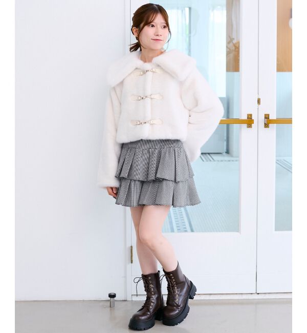  「ビット付きフワフワショートコート」|その他|