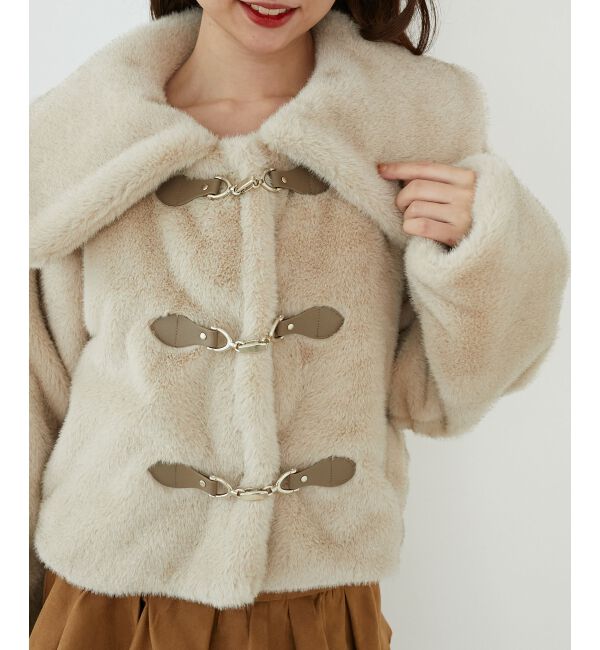  「ビット付きフワフワショートコート」|その他|