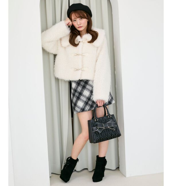  「ビット付きフワフワショートコート」|その他|