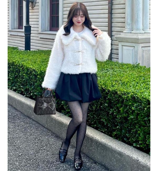  「ビット付きフワフワショートコート」|その他|