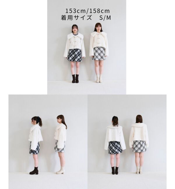  「ビット付きフワフワショートコート」|その他|