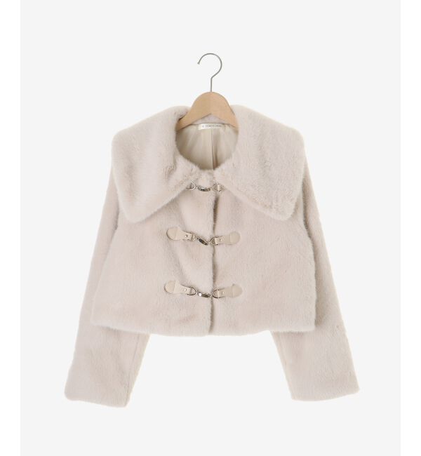  「ビット付きフワフワショートコート」|その他|