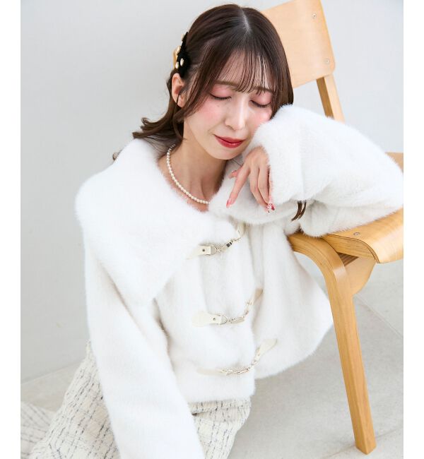  「ビット付きフワフワショートコート」|その他|