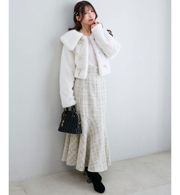  「ビット付きフワフワショートコート」|その他|