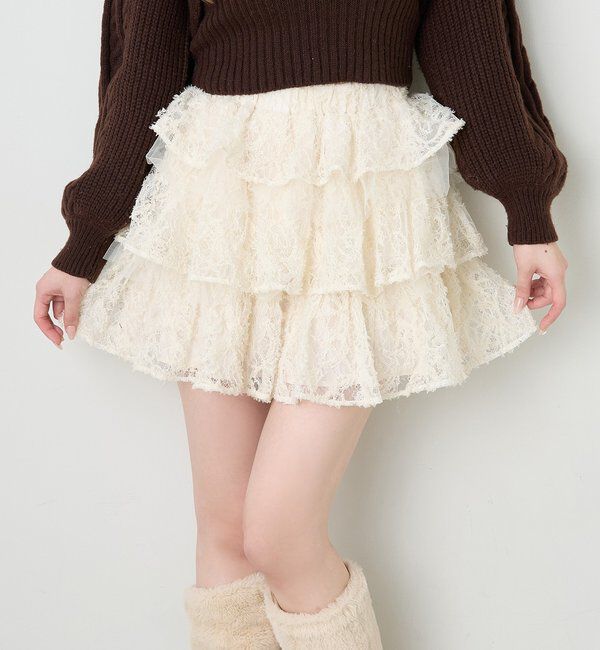  「フリルミニスカート」|スカート|ベージュ