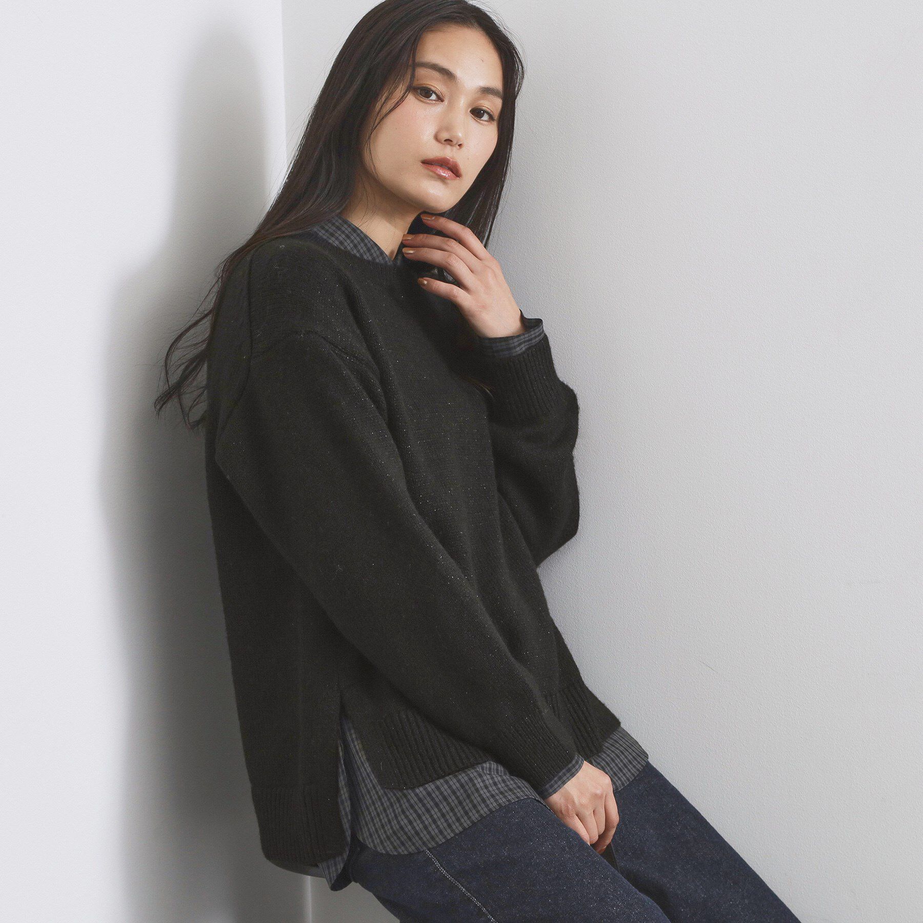 OPAQUE.CLIP「リラクシークルーネックニット【洗濯機OK】」|ニット・セーター|