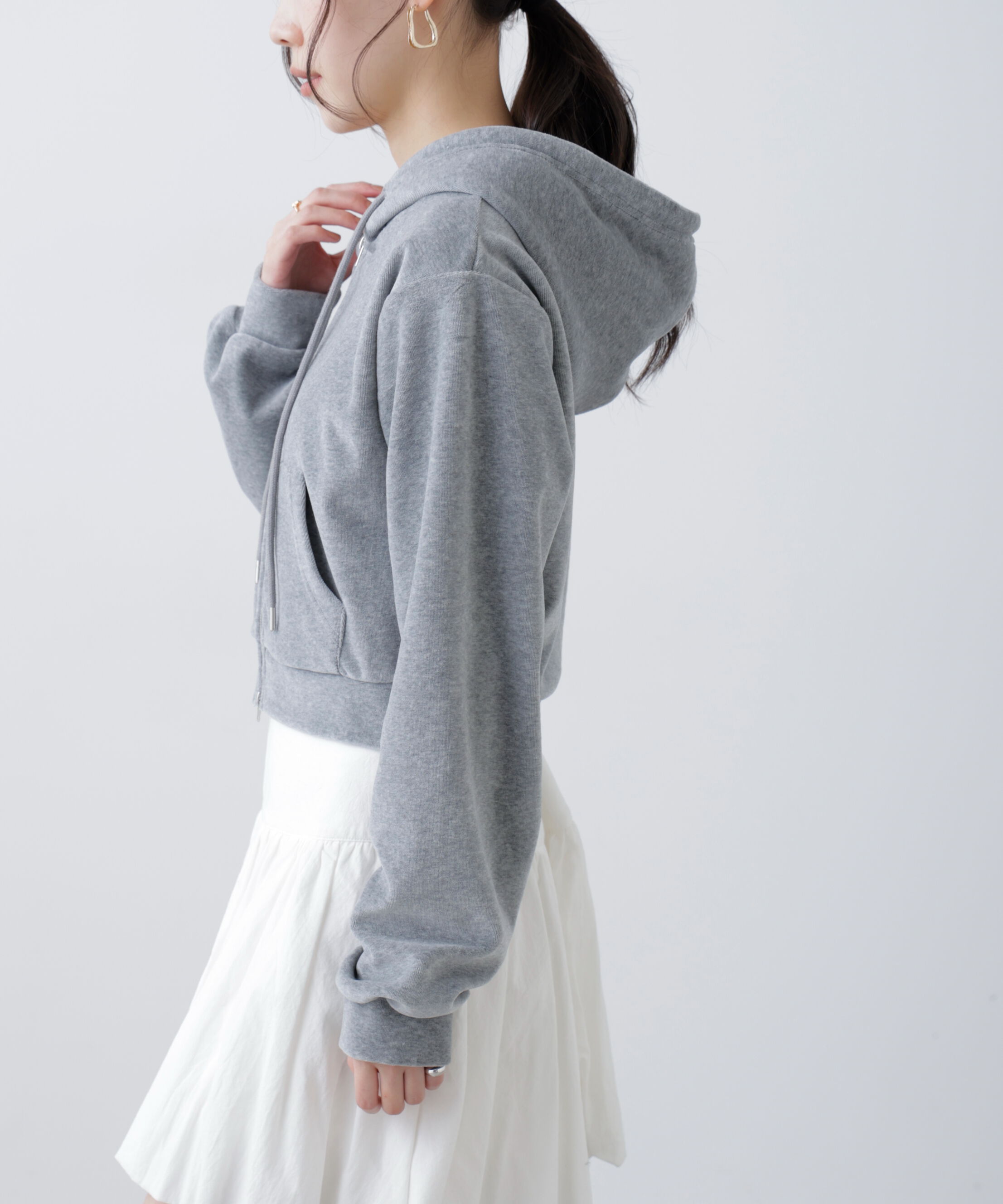  「Ｗジップベロアパーカー」|Tシャツ・カットソー|