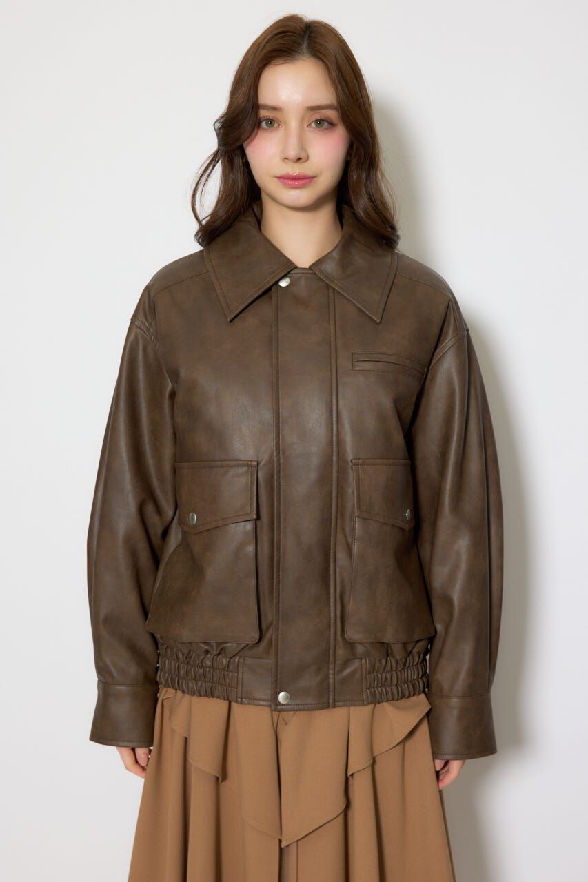 rienda「ライナー付きフェイクレザーブルゾン」|ブルゾン・スタジャン|