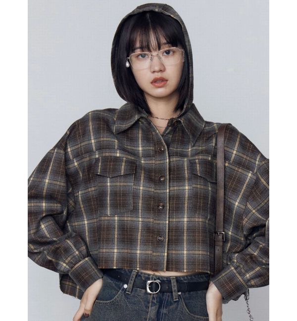 EMODA「クロップフードシャツ」|シャツ・ブラウス|