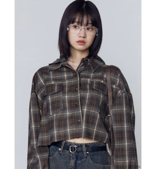 EMODA「クロップフードシャツ」|シャツ・ブラウス|カーキ