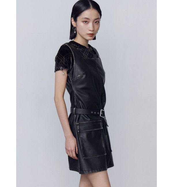 EMODA「アウトポケットフェイクレザーワンピース」|ワンピース|