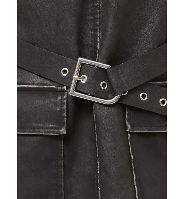 EMODA「アウトポケットフェイクレザーワンピース」|ワンピース|