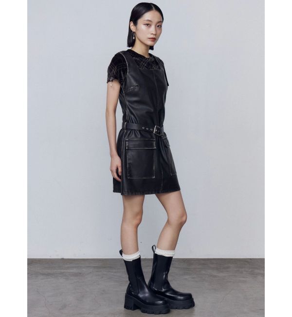 EMODA「アウトポケットフェイクレザーワンピース」|ワンピース|