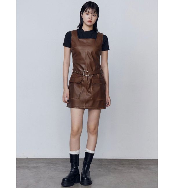 EMODA「アウトポケットフェイクレザーワンピース」|ワンピース|