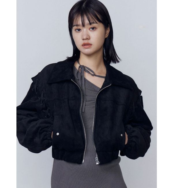 EMODA「フェイクスエードブルゾン」|ブルゾン・スタジャン|ブラック