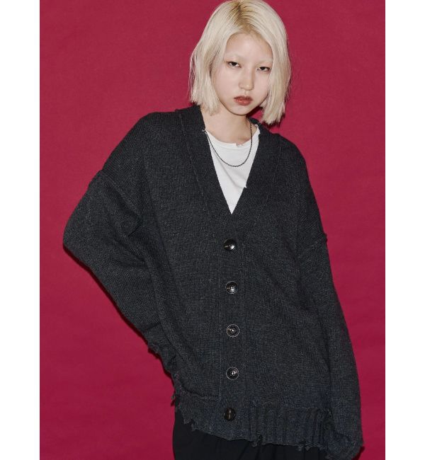 EMODA「【VEQUM】SHETLAND WOOL CLUSH CD」|カーディガン|グレー