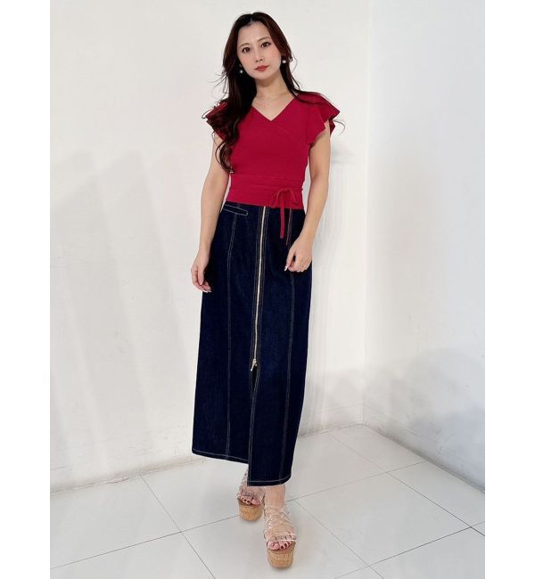 MERCURYDUO「フロントZIPデニムナロースカート」|スカート|