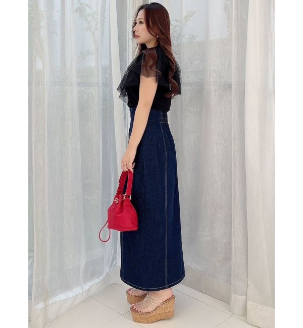 MERCURYDUO「フロントZIPデニムナロースカート」|スカート|