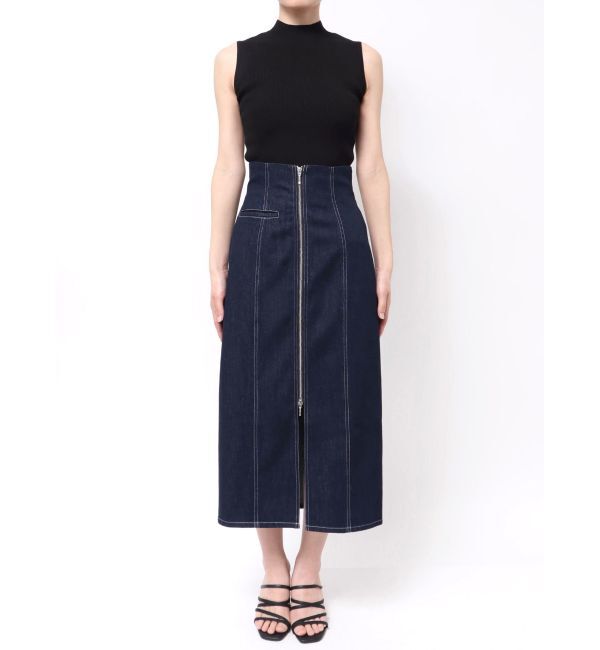 MERCURYDUO「フロントZIPデニムナロースカート」|スカート|