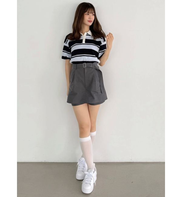 MERCURYDUO「ベルト付きレイヤードミニスカートパンツ」|スカート|