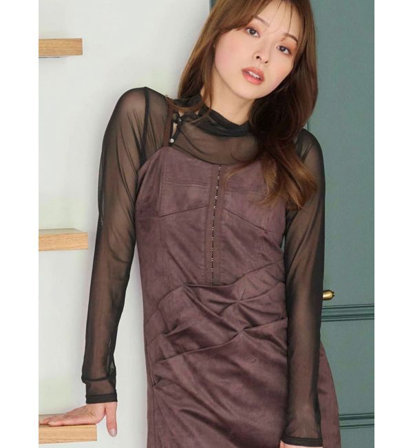 MERCURYDUO「シアーアシメドレープ2WAYトップス」|その他|ブラック