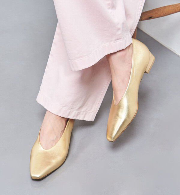 UNITED ARROWS「スクエア ポインテッド フラットシューズ」|パンプス|GOLD
