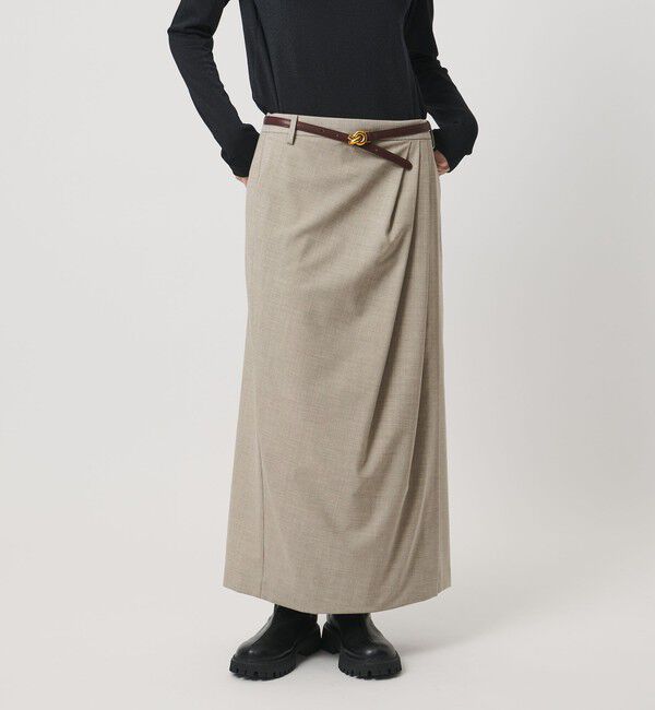 UNITED ARROWS「ドレープ アシンメトリー ロング スカート」|スカート|NATURAL