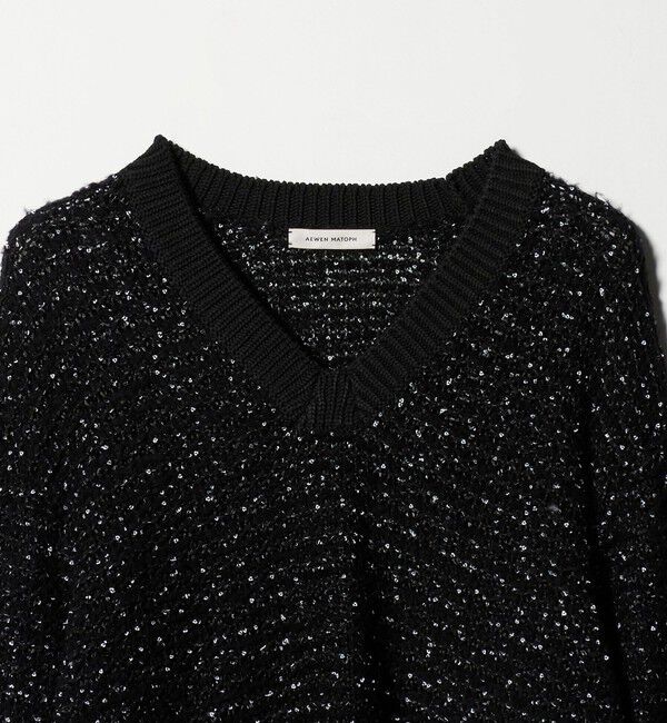 AEWEN MATOPH「＜AEWEN MATOPH＞ハートスパンコール シャーリングVネックニット」|ニット・セーター|