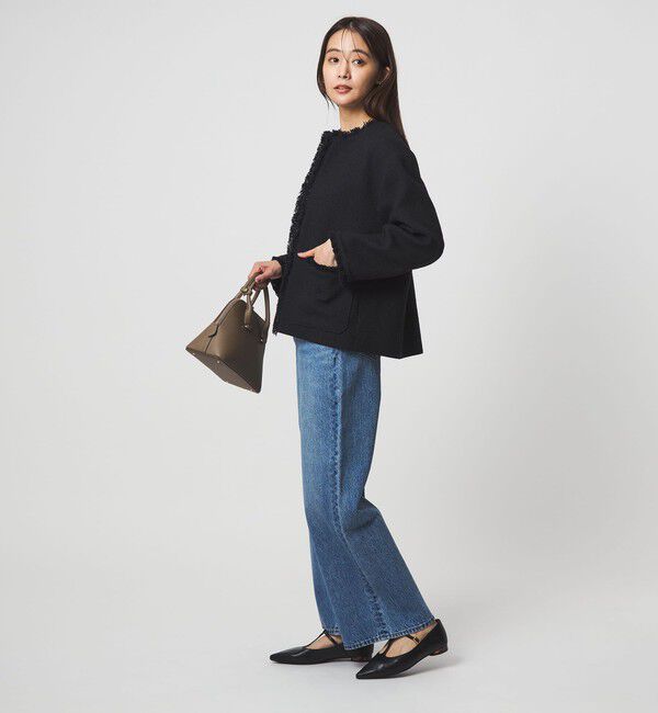 UNITED ARROWS green label relaxing「［size SHORTあり］ミックス ツイードライク ポケット ノーカラー ジャケット」|ノーカラージャケット|