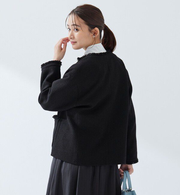 UNITED ARROWS green label relaxing「［size SHORTあり］ミックス ツイードライク ポケット ノーカラー ジャケット」|ノーカラージャケット|