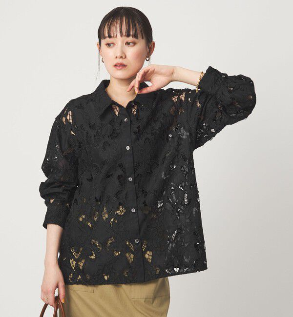 UNITED ARROWS green label relaxing「レース シャツ」|シャツ・ブラウス|BLACK