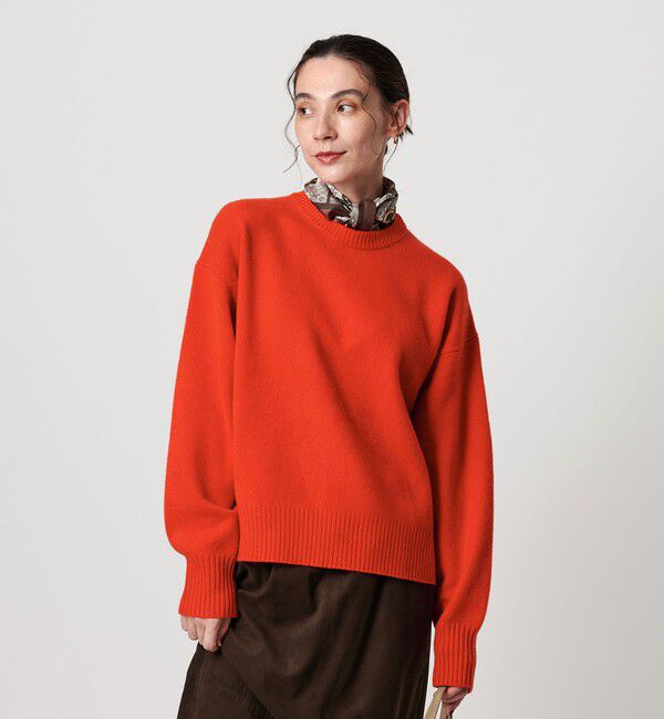 ウールカシミヤ アクア クルーネックニット　オレンジ ウールカシミヤ アクア クルーネックニット（BEAUTY&YOUTH UNITED