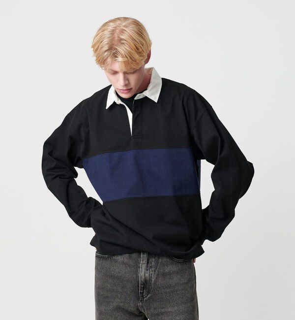 BEAUTY&YOUTH UNITED ARROWS「12oz ヘビーウェイト ラグビーシャツ」|Tシャツ・カットソー|BLACK