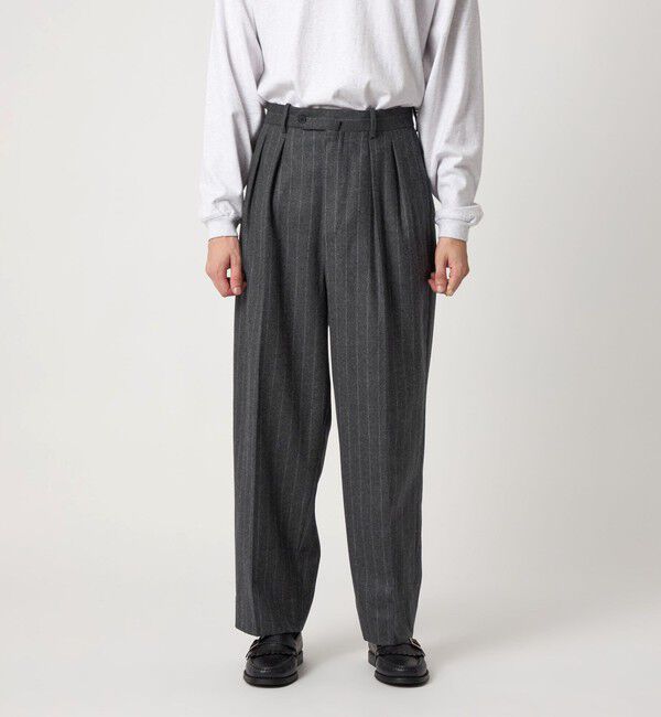 STEVEN ALAN「＜Steven Alan＞ ウール フラノ インツープリーツ ドレス トラウザーズ」|スラックス|