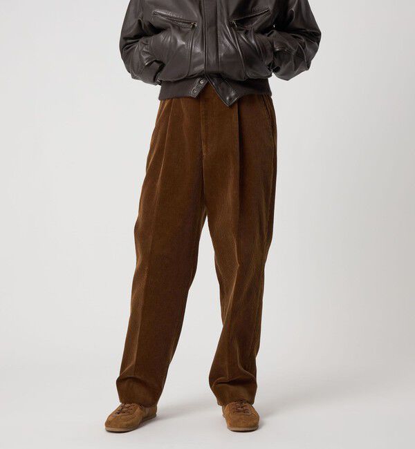 STEVEN ALAN「＜Steven Alan＞ 8W コーデュロイ アウト ワンプリーツ スラックス」|スラックス|DK.BROWN