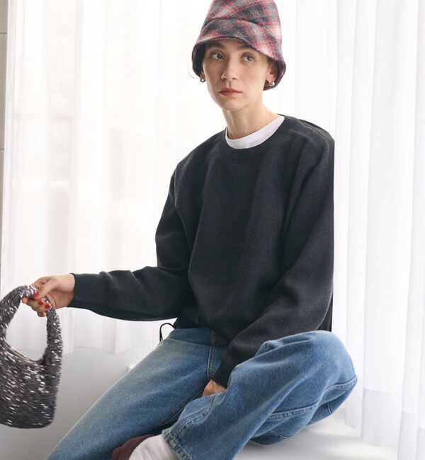 BEAUTY&YOUTH UNITED ARROWS「【WEB限定 Wardrobe DAILY MINIMAL】ドロスト ドッキングニットプルオーバー ウォッシャブル」|ニット・セーター|DK.GRAY