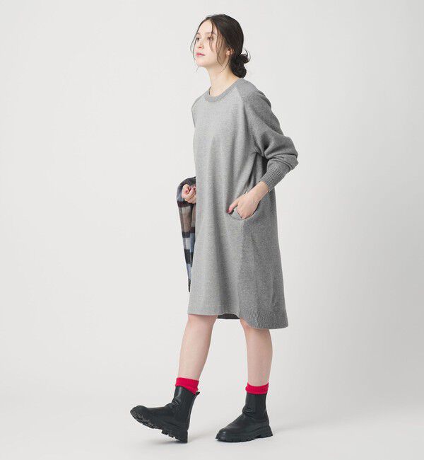 BEAUTY&YOUTH UNITED ARROWS「【WEB限定】スウェット&times;ニット コンビワンピース ウォッシャブル」|ワンピース|