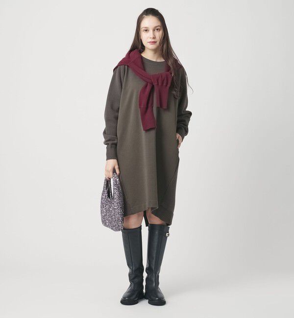 BEAUTY&YOUTH UNITED ARROWS「【WEB限定】スウェット&times;ニット コンビワンピース ウォッシャブル」|ワンピース|