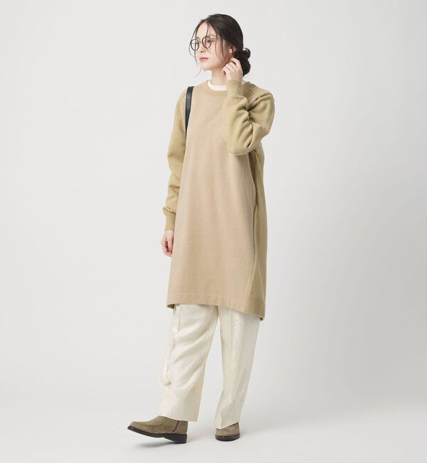 BEAUTY&YOUTH UNITED ARROWS「【WEB限定】スウェット&times;ニット コンビワンピース ウォッシャブル」|ワンピース|
