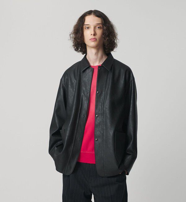 MONKEY TIME「レザーライク カバーオール」|その他|BLACK