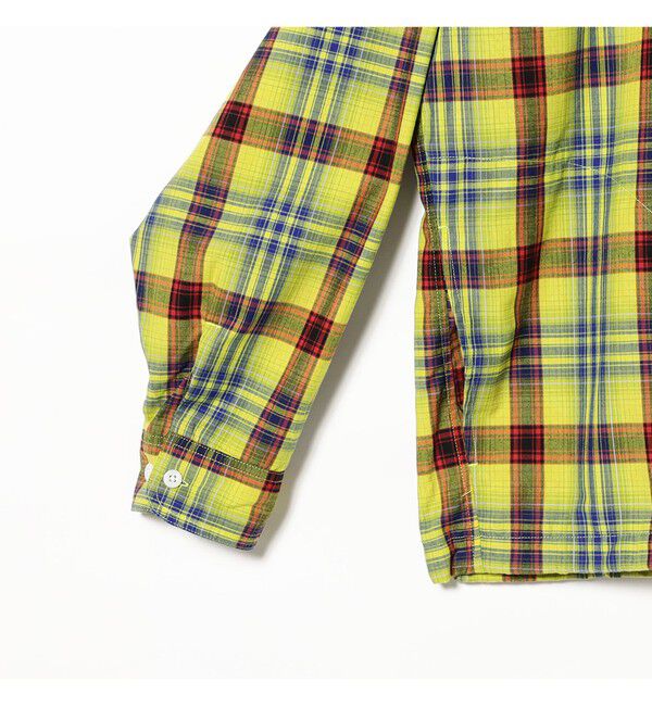 BEAMS「ワイドフィット リフレクター チェック フードシャツ」|シャツ・ブラウス|