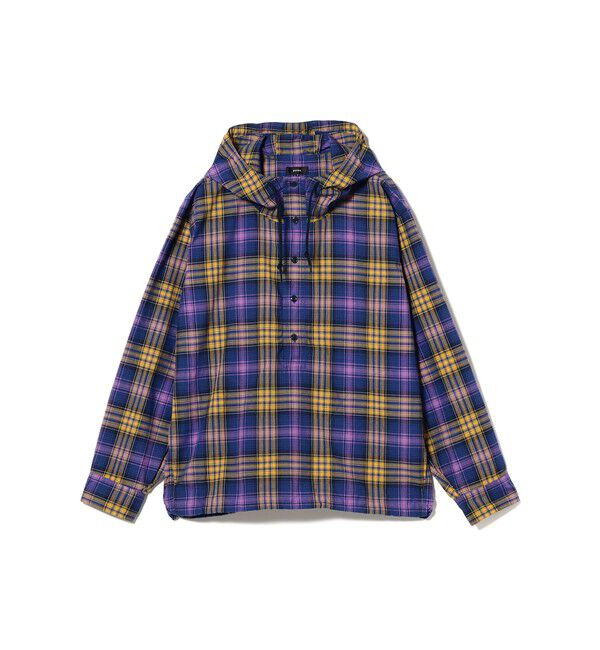 BEAMS「ワイドフィット リフレクター チェック フードシャツ」|シャツ・ブラウス|