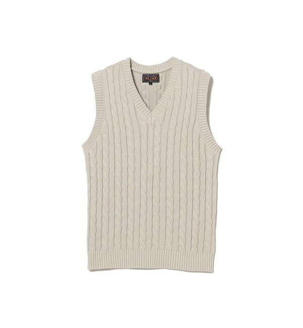 BEAMS PLUS「V-Neck Vest Cable」|ニット・セーター|GREY