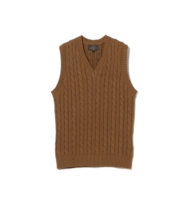 BEAMS PLUS「V-Neck Vest Cable」|ニット・セーター|BROWN