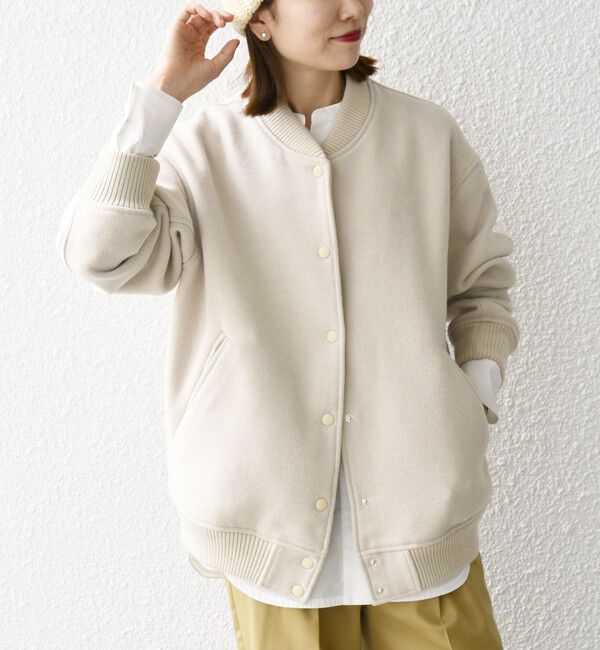 SHIPS any「【WEB限定】SHIPS any: バーシティ ジャケット 25AW」|ブルゾン・スタジャン|ベージュ