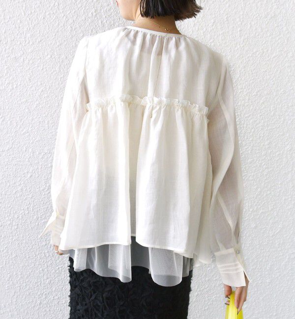 SHIPS for women「*〈手洗い可能〉ペーパー リネン フリル 羽織 ブラウス」|シャツ・ブラウス|