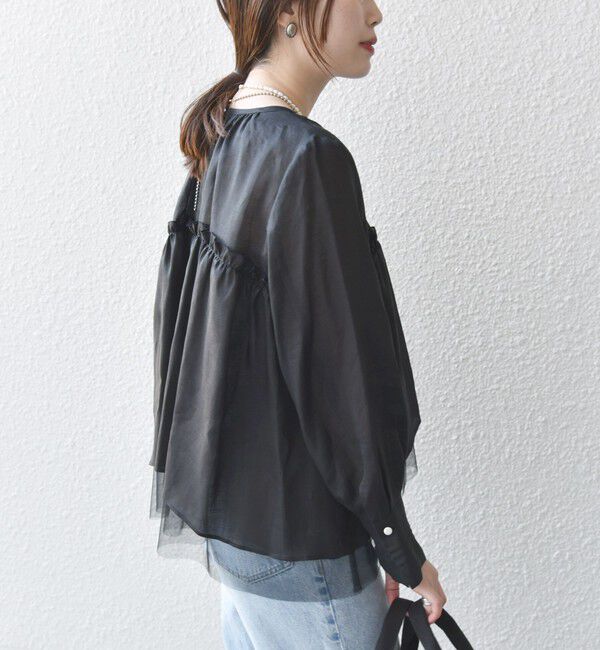 SHIPS for women「*〈手洗い可能〉ペーパー リネン フリル 羽織 ブラウス」|シャツ・ブラウス|