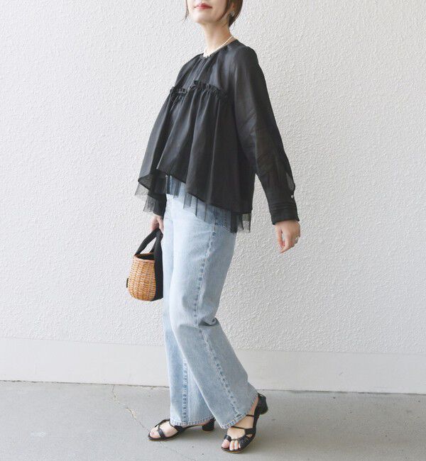 SHIPS for women「*〈手洗い可能〉ペーパー リネン フリル 羽織 ブラウス」|シャツ・ブラウス|