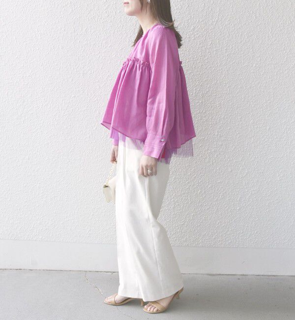 SHIPS for women「*〈手洗い可能〉ペーパー リネン フリル 羽織 ブラウス」|シャツ・ブラウス|