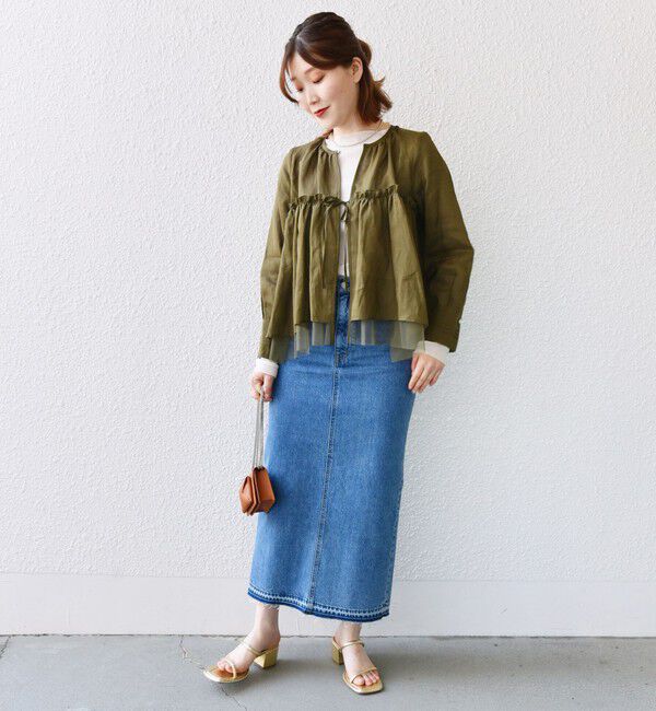 SHIPS for women「*〈手洗い可能〉ペーパー リネン フリル 羽織 ブラウス」|シャツ・ブラウス|